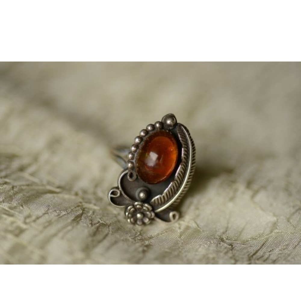 Vintage boho amber ring